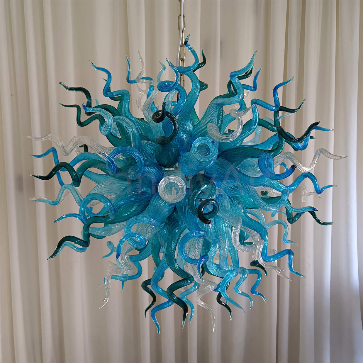 Round hand made glass chandelier