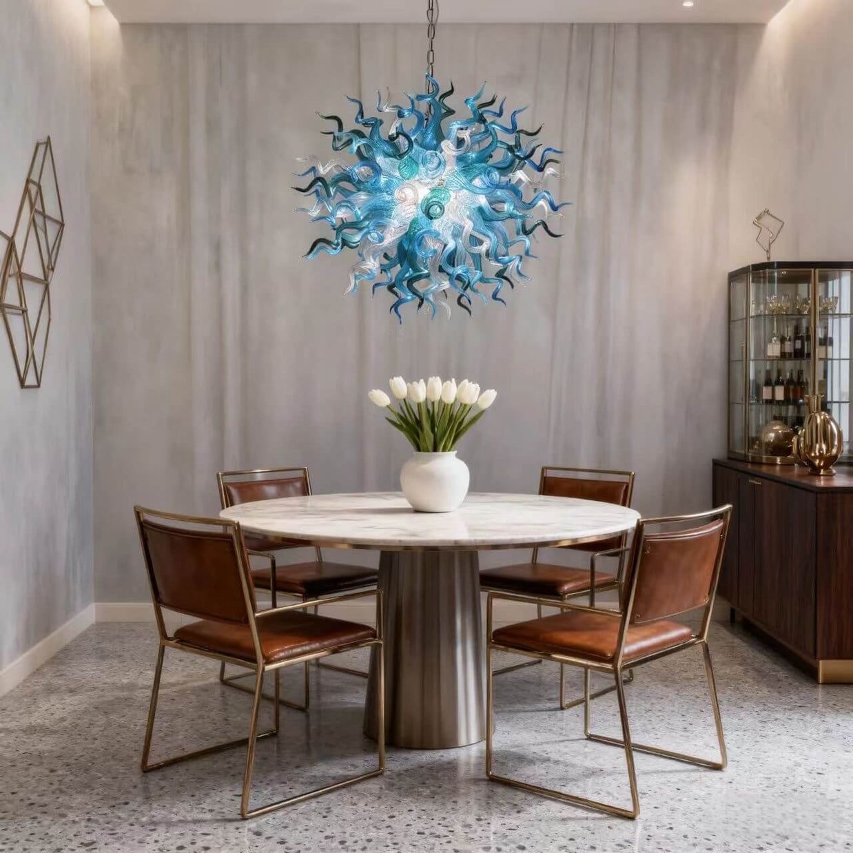 Round hand made glass chandelier