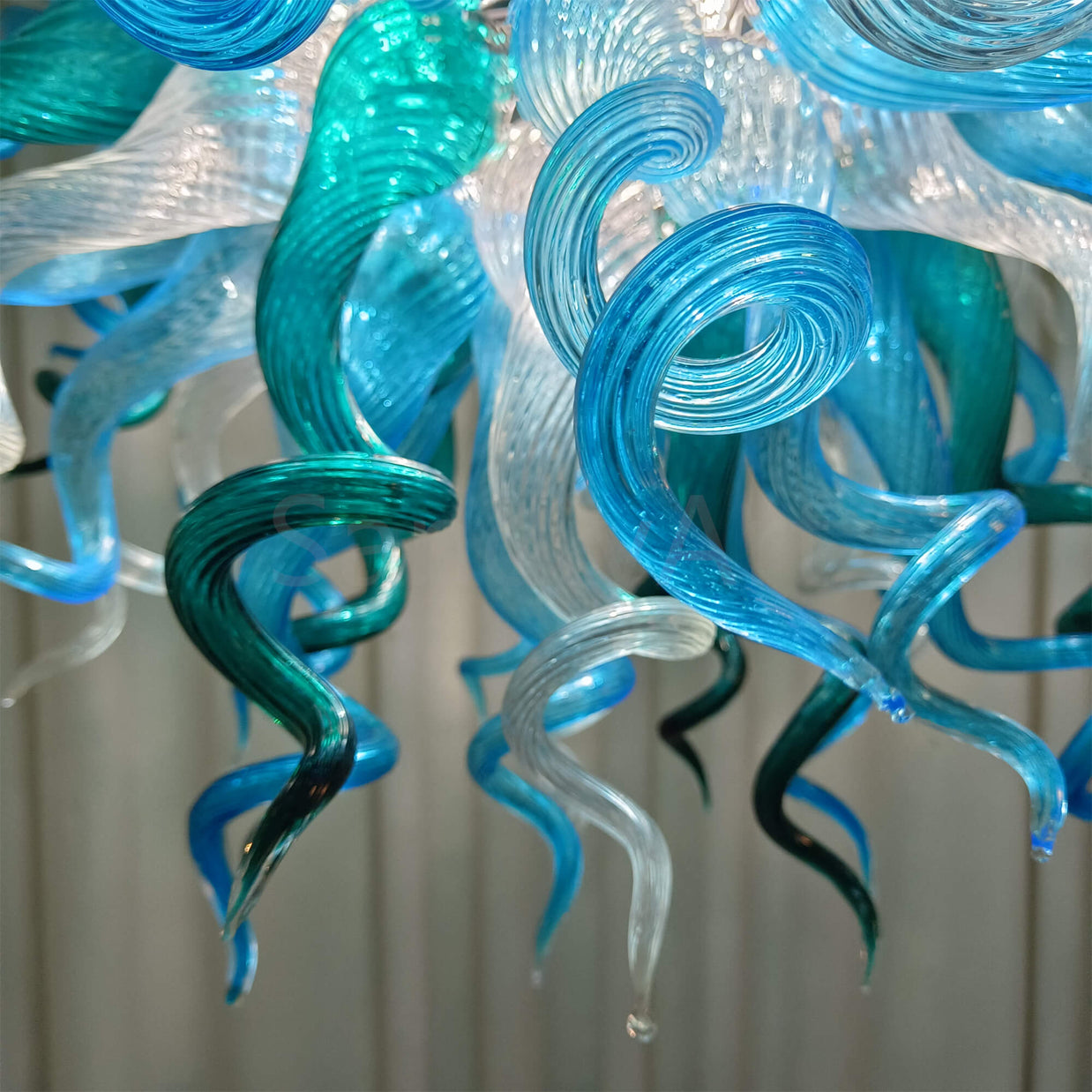 Round hand made glass chandelier