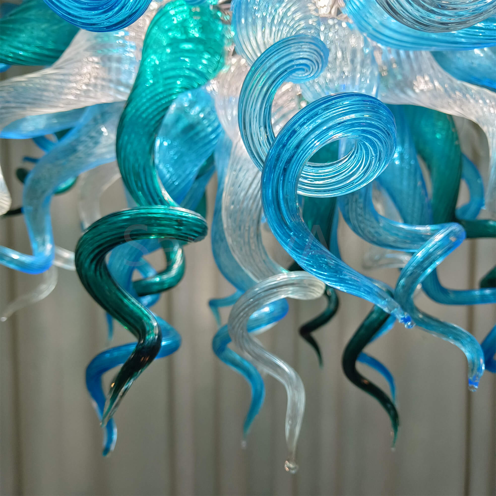 Round hand made glass chandelier