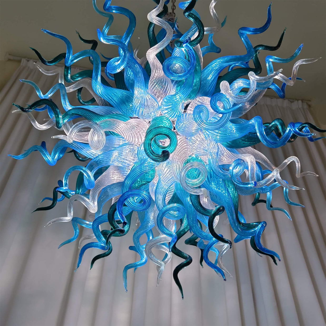 Round hand made glass chandelier