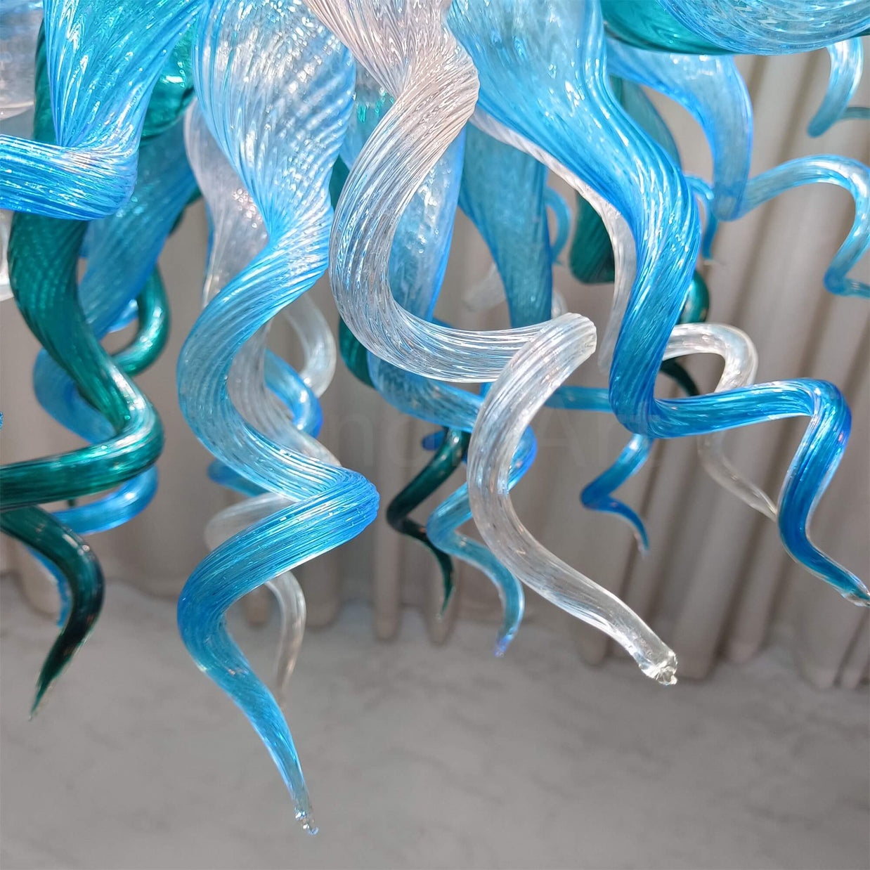 Round hand made glass chandelier