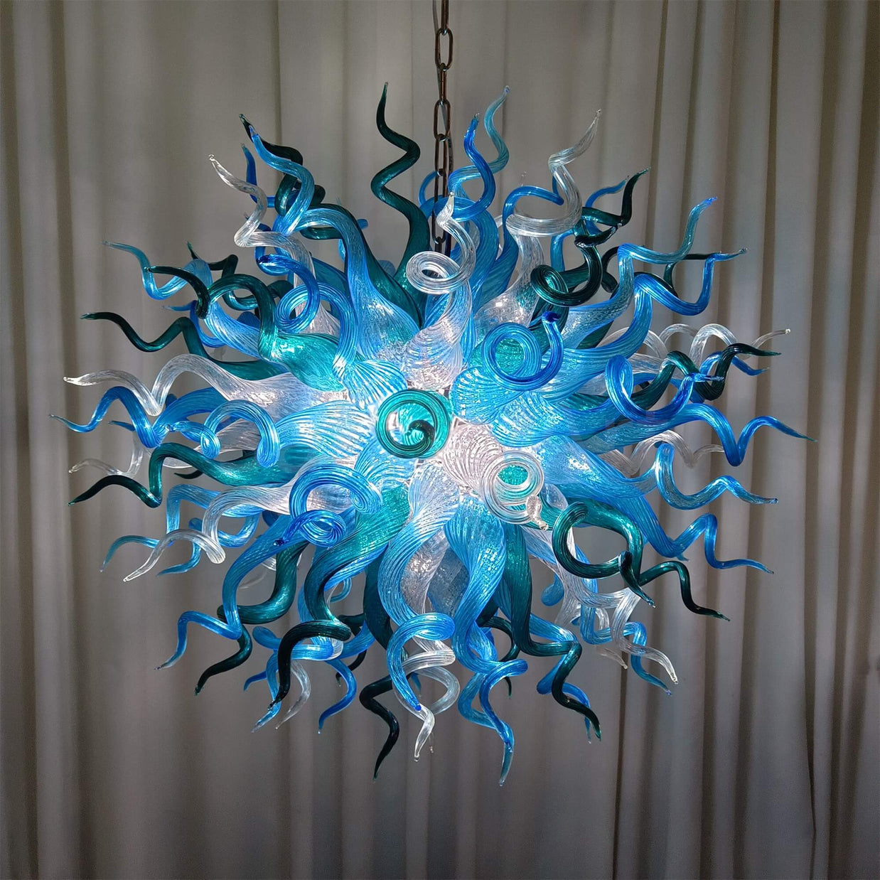 Round hand made glass chandelier