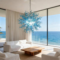 ocean blue blown glass chandelier