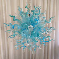ocean blue blown glass chandelier