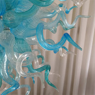 ocean blue blown glass chandelier