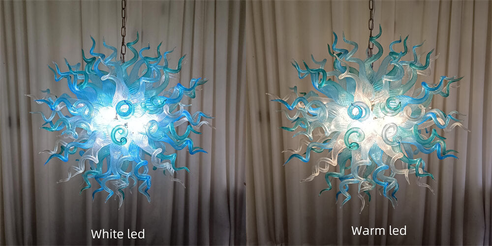 ocean blue blown glass chandelier