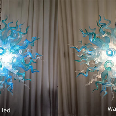 ocean blue blown glass chandelier