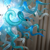 ocean blue blown glass chandelier