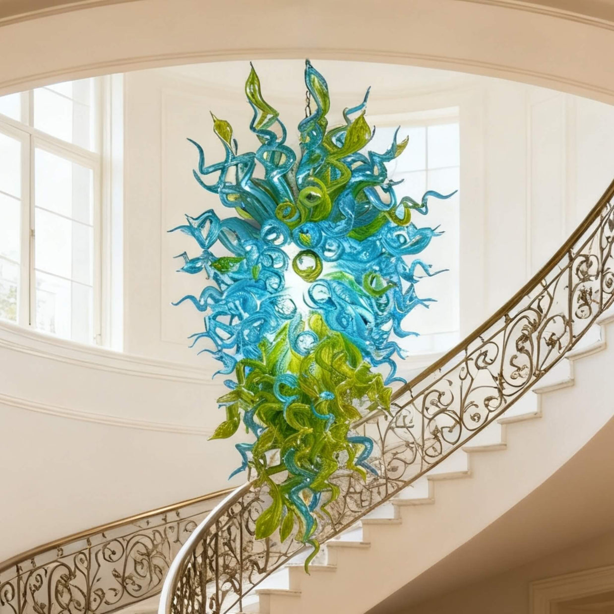 chihuly style big glass chandelier