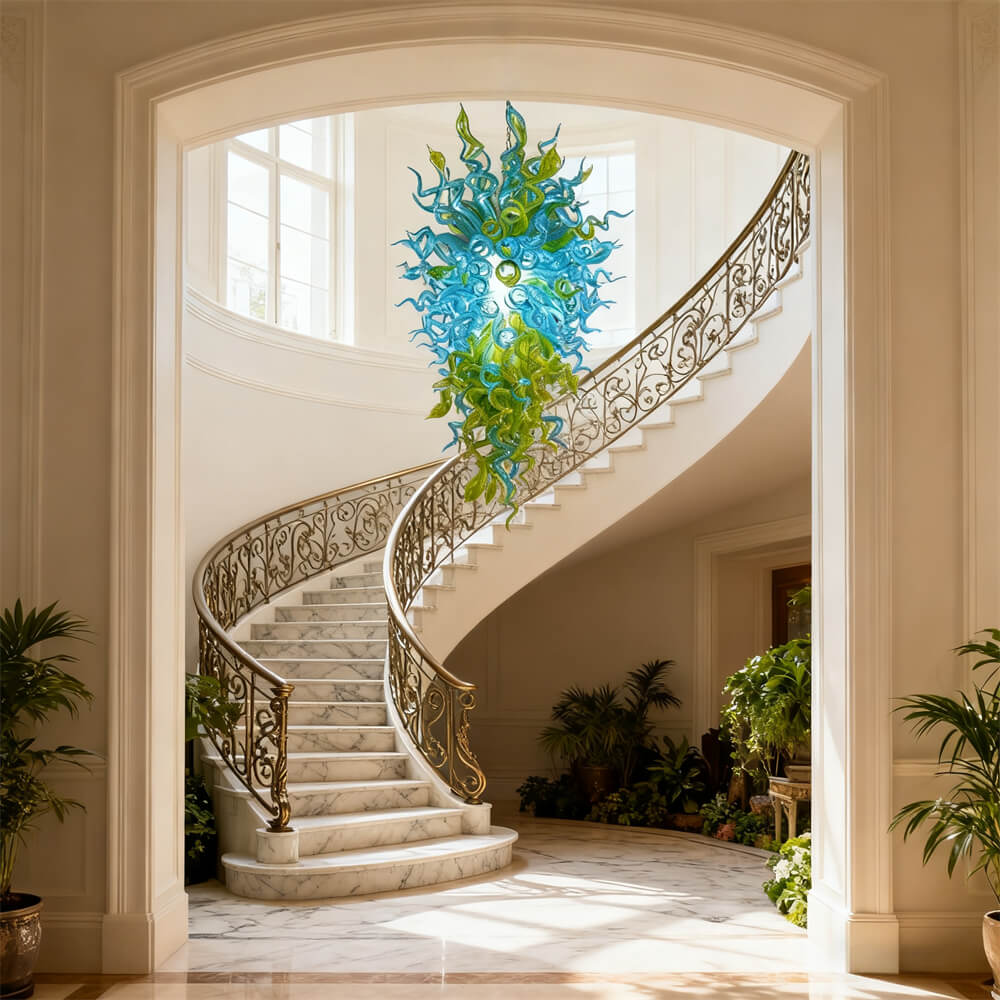 chihuly style big glass chandelier