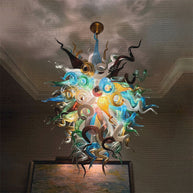 Colorful custom art chandelier hand made blown glass never fading