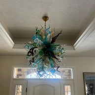 Colorful custom art chandelier hand made blown glass never fading