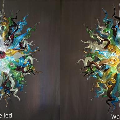 Colorful custom art chandelier hand made blown glass never fading