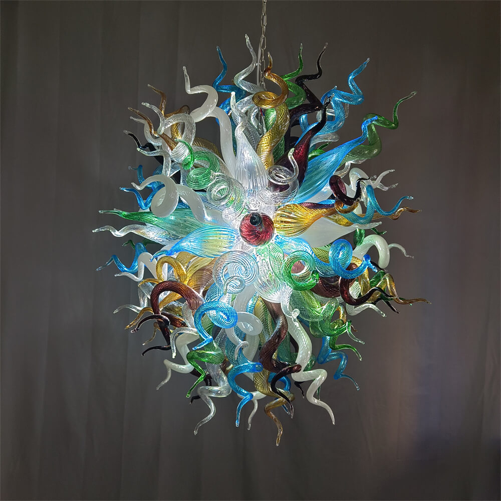Colorful custom art chandelier hand made blown glass never fading