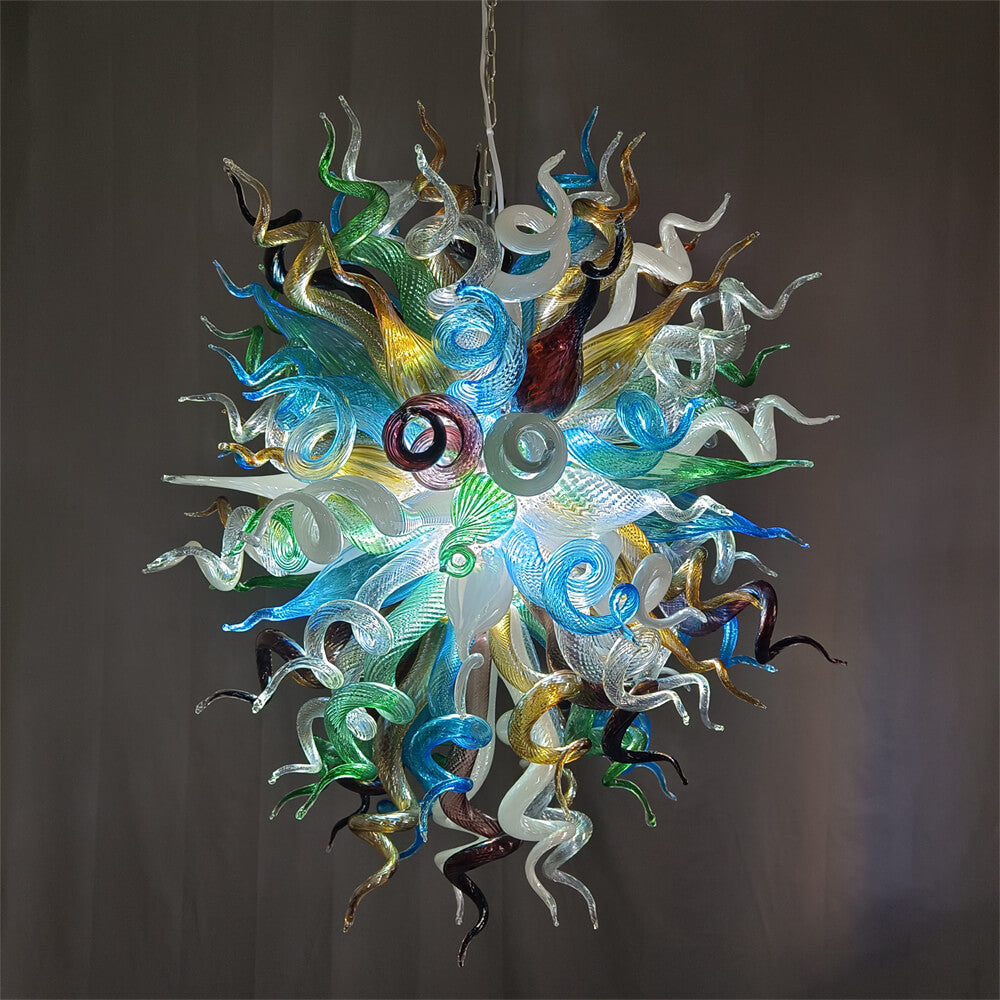 Colorful custom art chandelier hand made blown glass never fading