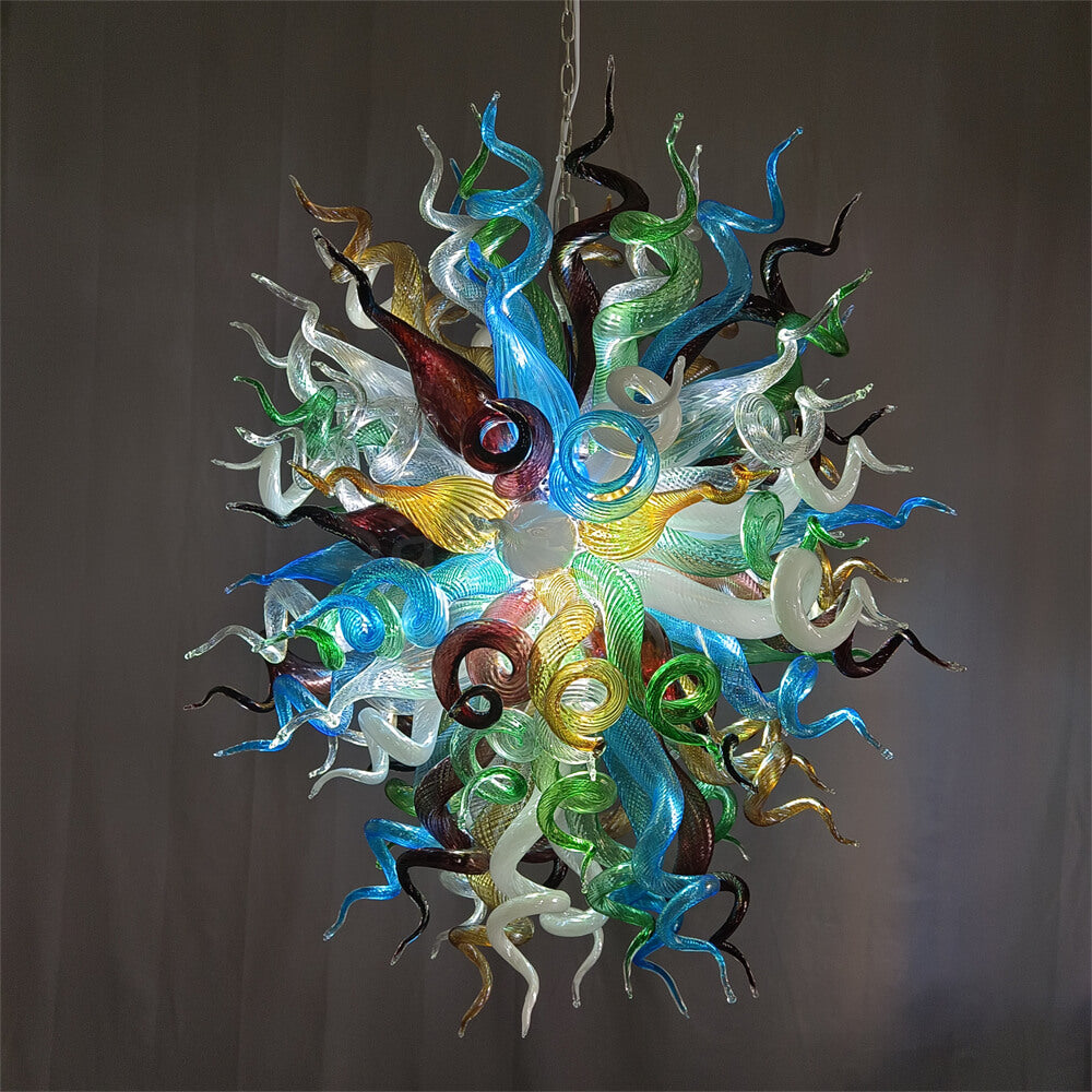 Colorful custom art chandelier hand made blown glass never fading