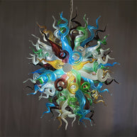 Colorful custom art chandelier hand made blown glass never fading