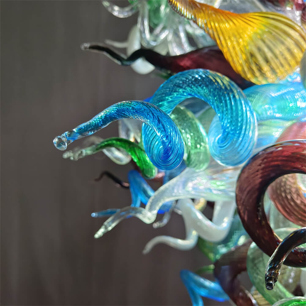 Colorful custom art chandelier hand made blown glass never fading