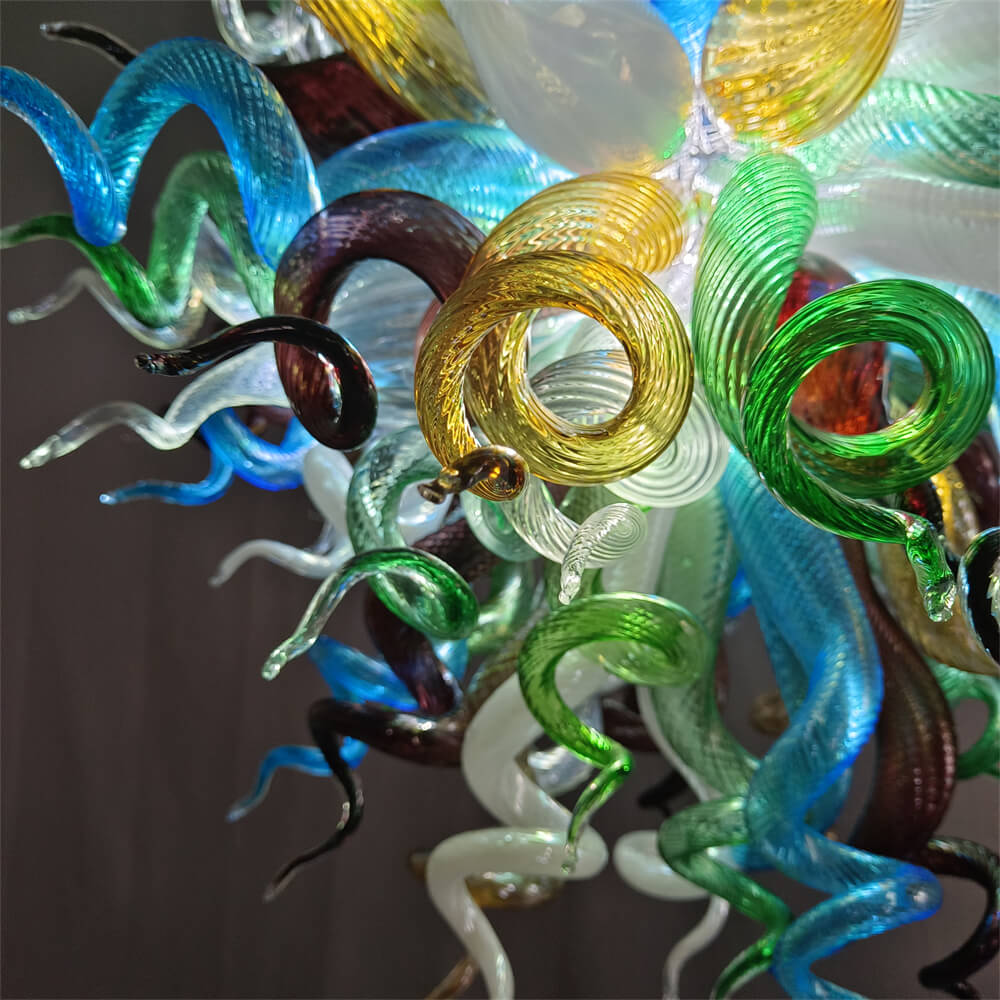 Colorful custom art chandelier hand made blown glass never fading