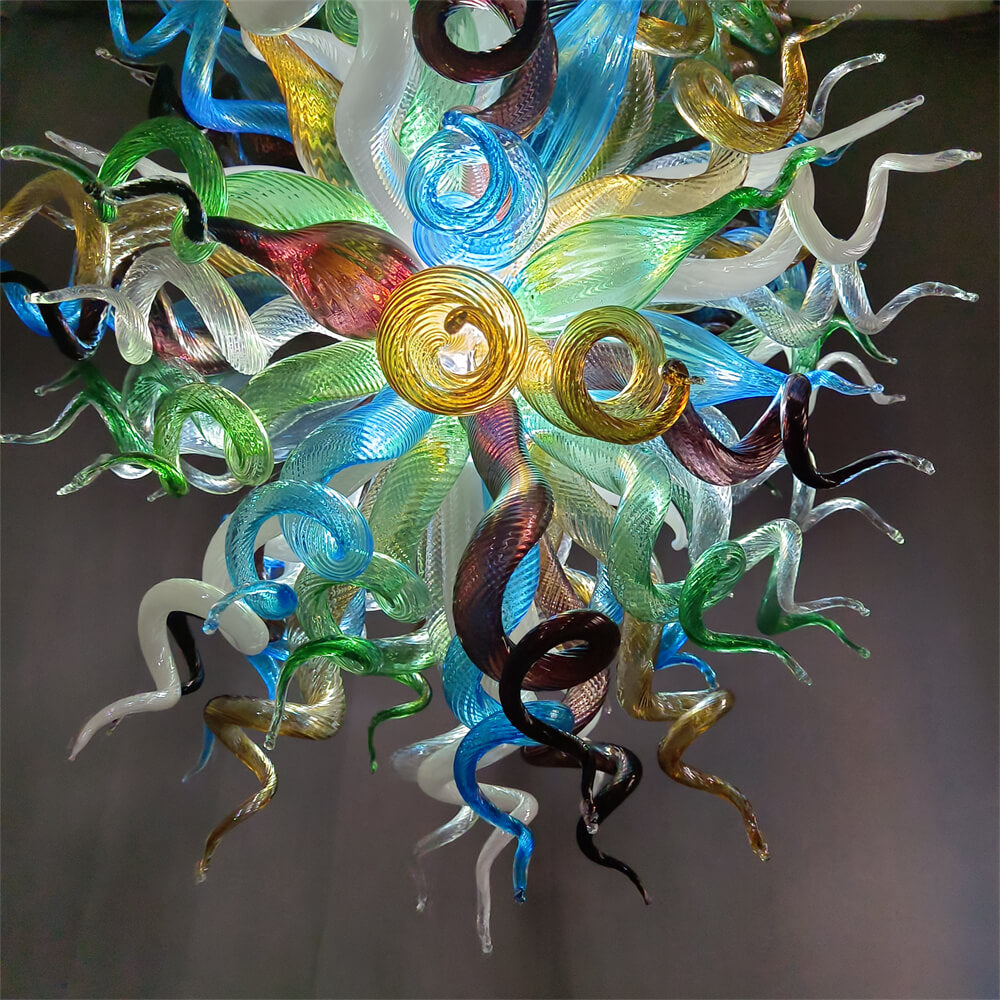 Colorful custom art chandelier hand made blown glass never fading