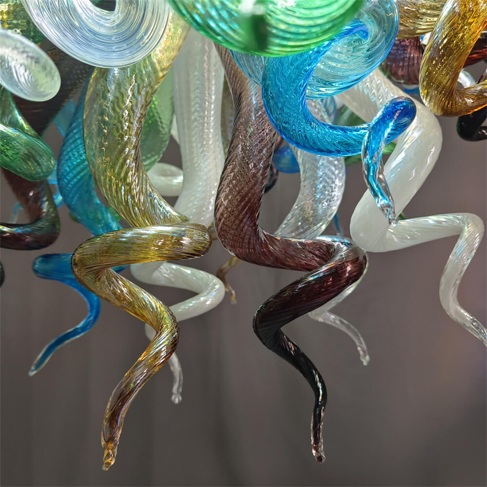 Colorful custom art chandelier hand made blown glass never fading