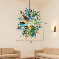Colorful custom art chandelier hand made blown glass never fading
