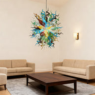 Colorful custom art chandelier hand made blown glass never fading