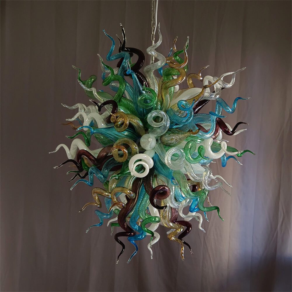 Colorful custom art chandelier hand made blown glass never fading