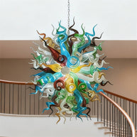 Colorful custom art chandelier hand made blown glass never fading