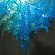Handblown glass chandelier sea blue color for dining room