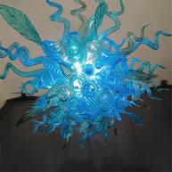 Handblown glass chandelier sea blue color for dining room