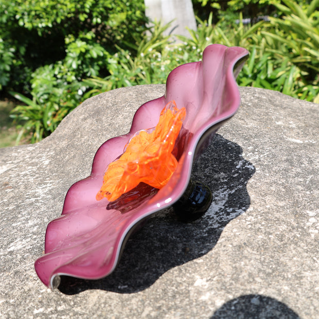 Hand made purple glass flowers wall decoration Where to buy similar Chihuly glass in Seattle