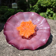 Hand made purple glass flowers wall decoration Where to buy similar Chihuly glass in Seattle