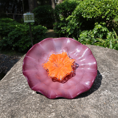 Hand made purple glass flowers wall decoration Where to buy similar Chihuly glass in Seattle