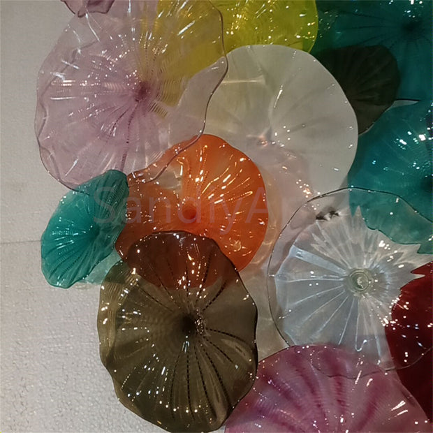 Custom colors hand made murano glass flowers for wall art decoration chihuly style