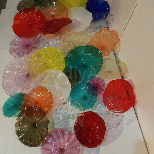 Custom colors hand made murano glass flowers for wall art decoration chihuly style