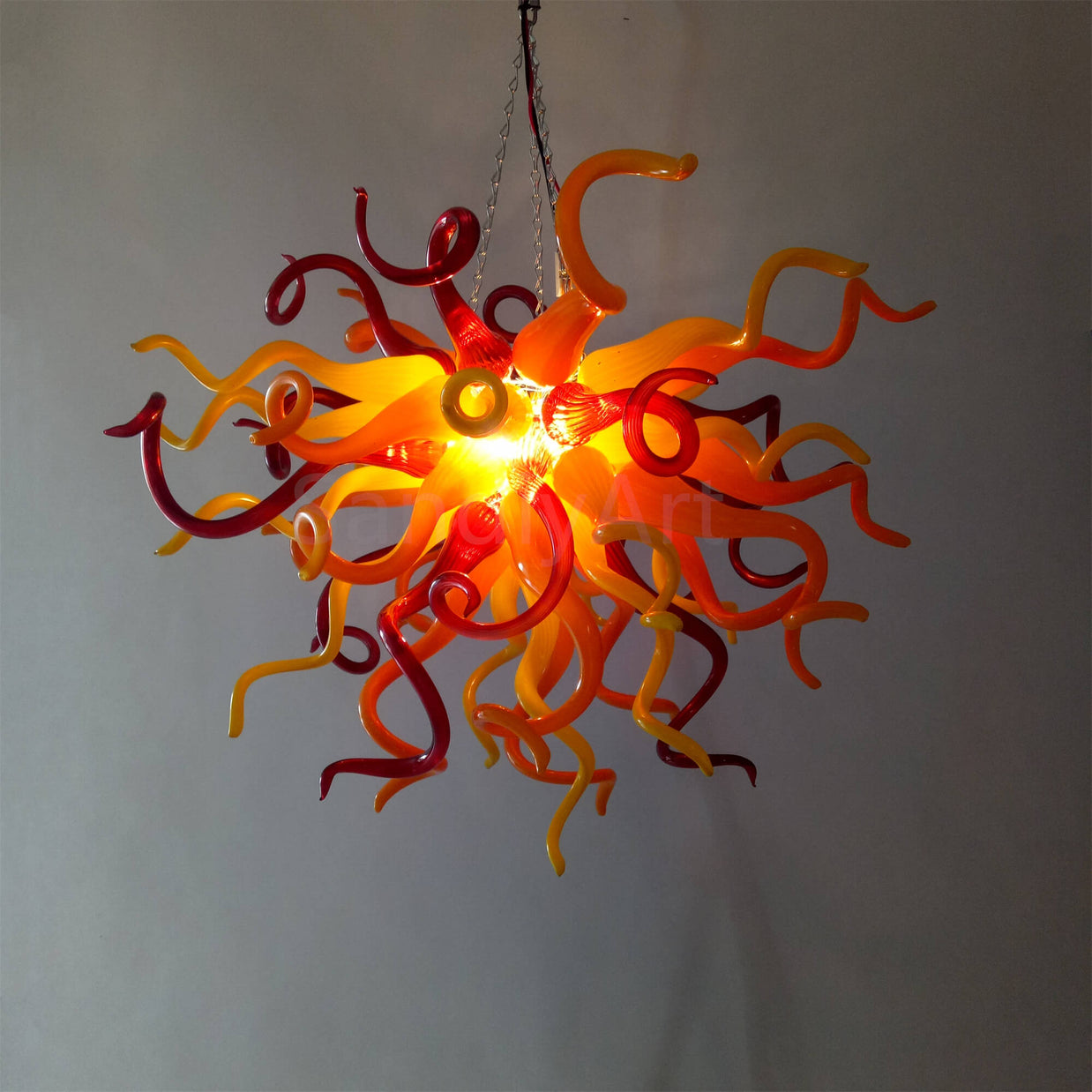 Multicolor hand blown glass chandelier