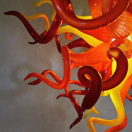 Multicolor hand blown glass chandelier
