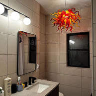 Multicolor hand blown glass chandelier