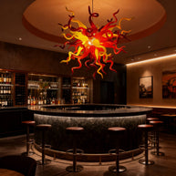 Multicolor hand blown glass chandelier