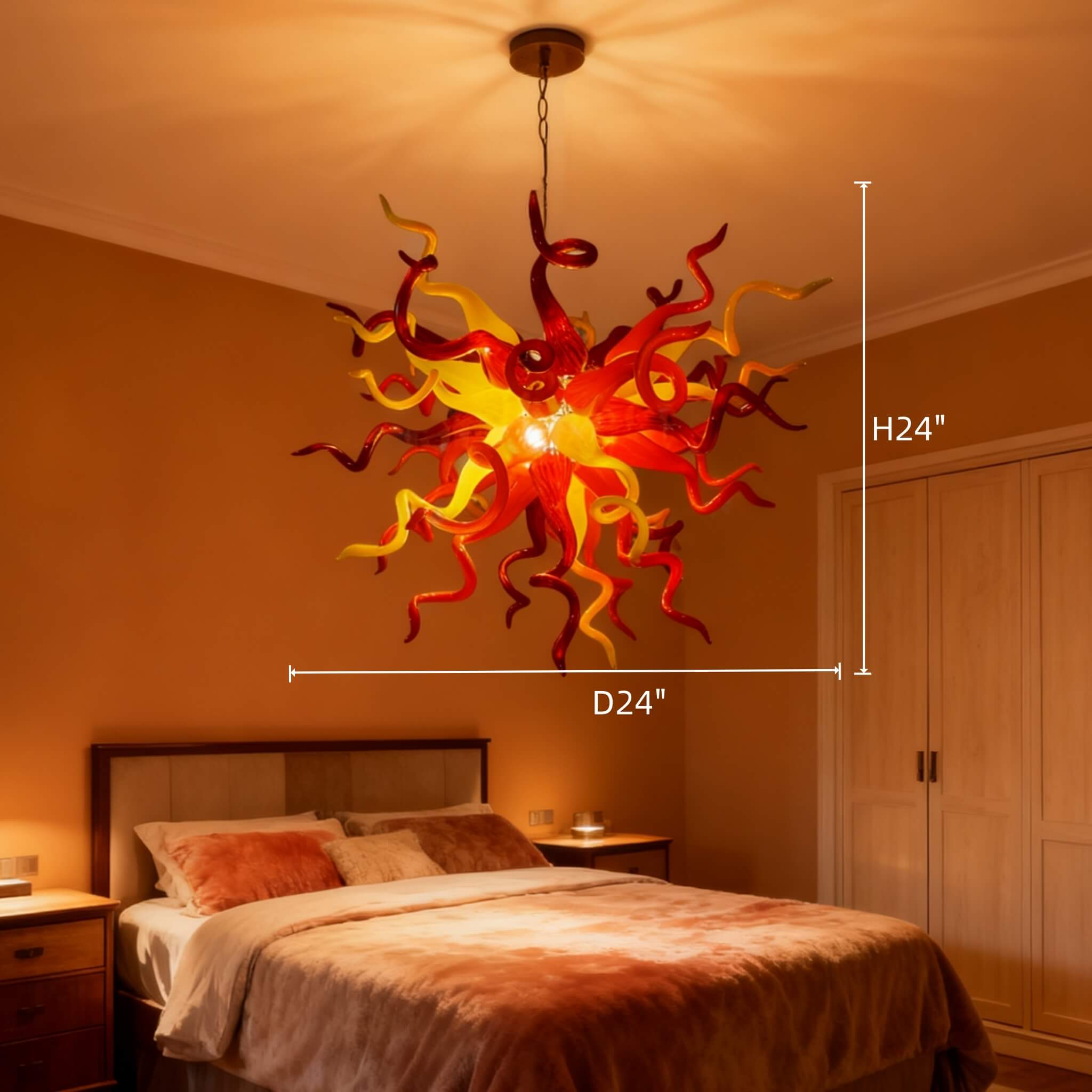 Multicolor hand blown glass chandelier