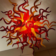 Multicolor hand blown glass chandelier