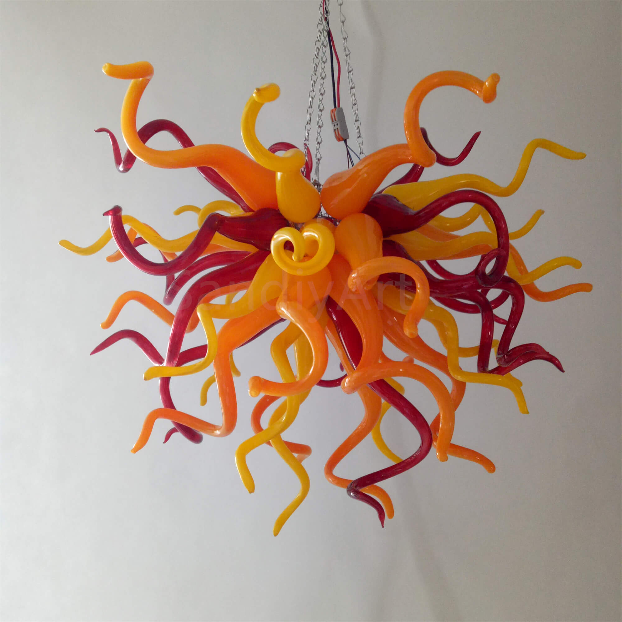 Multicolor hand blown glass chandelier