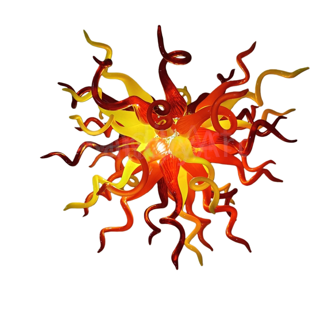 Multicolor hand blown glass chandelier