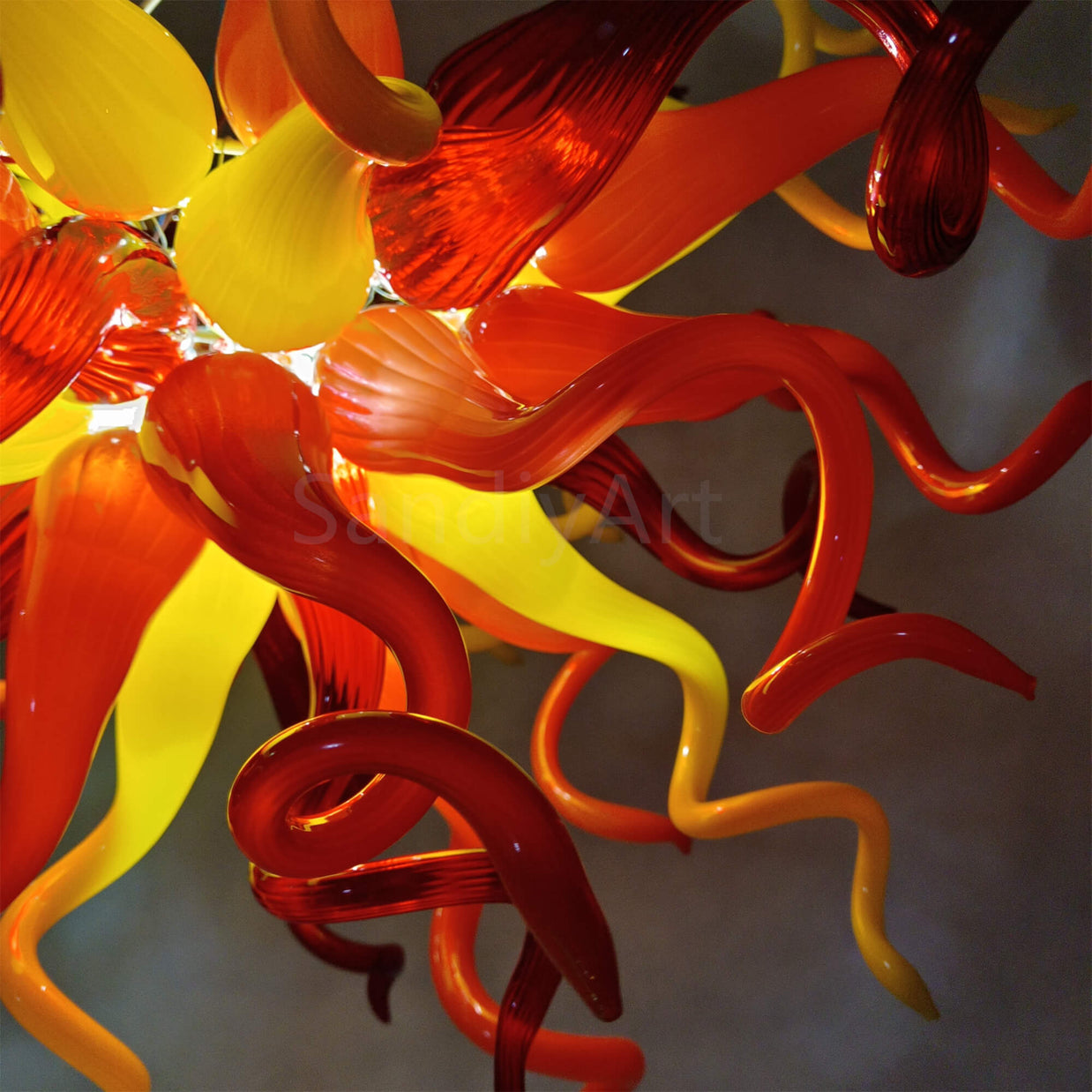 Multicolor hand blown glass chandelier