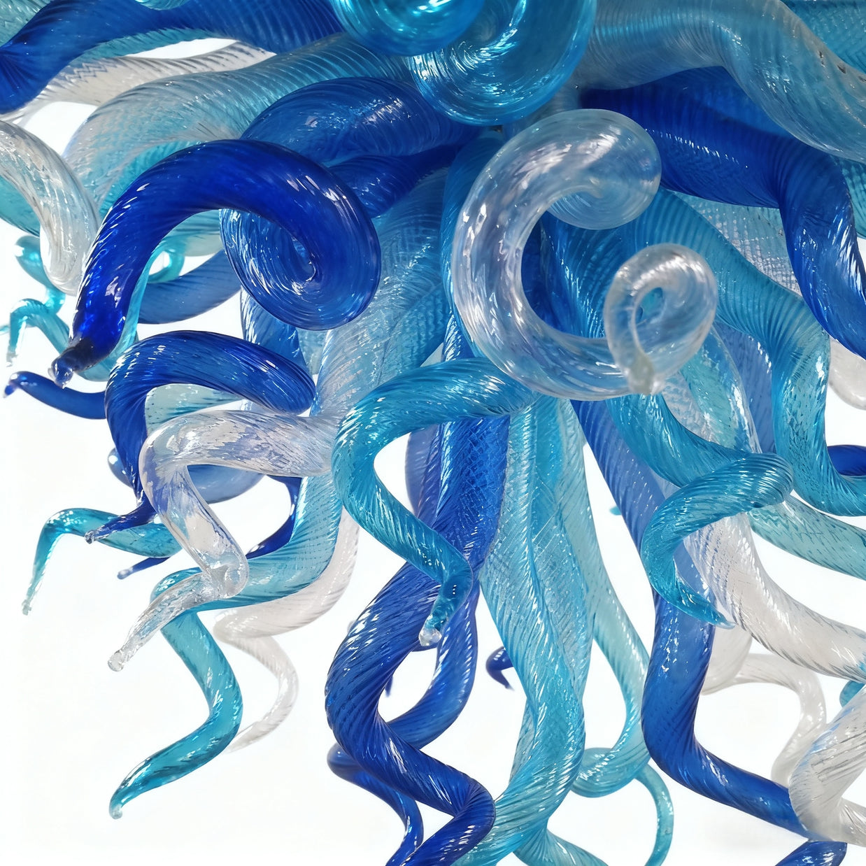 blue modern glass chandelier