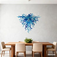 blue modern glass chandelier