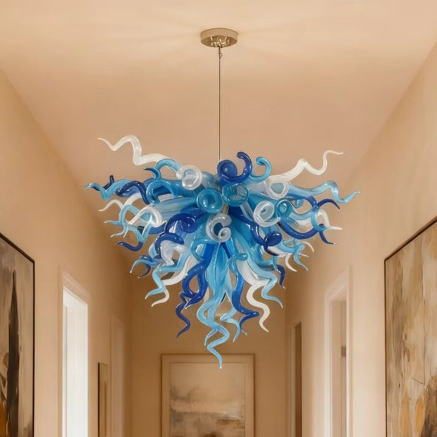 blue modern glass chandelier