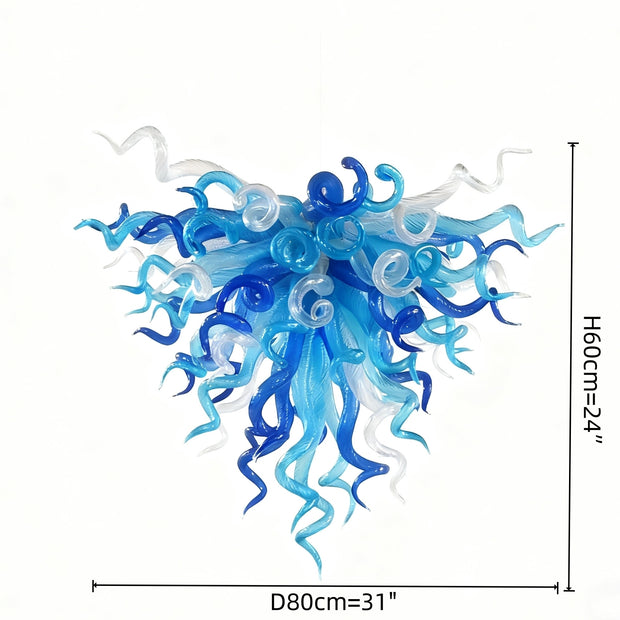 blue modern glass chandelier